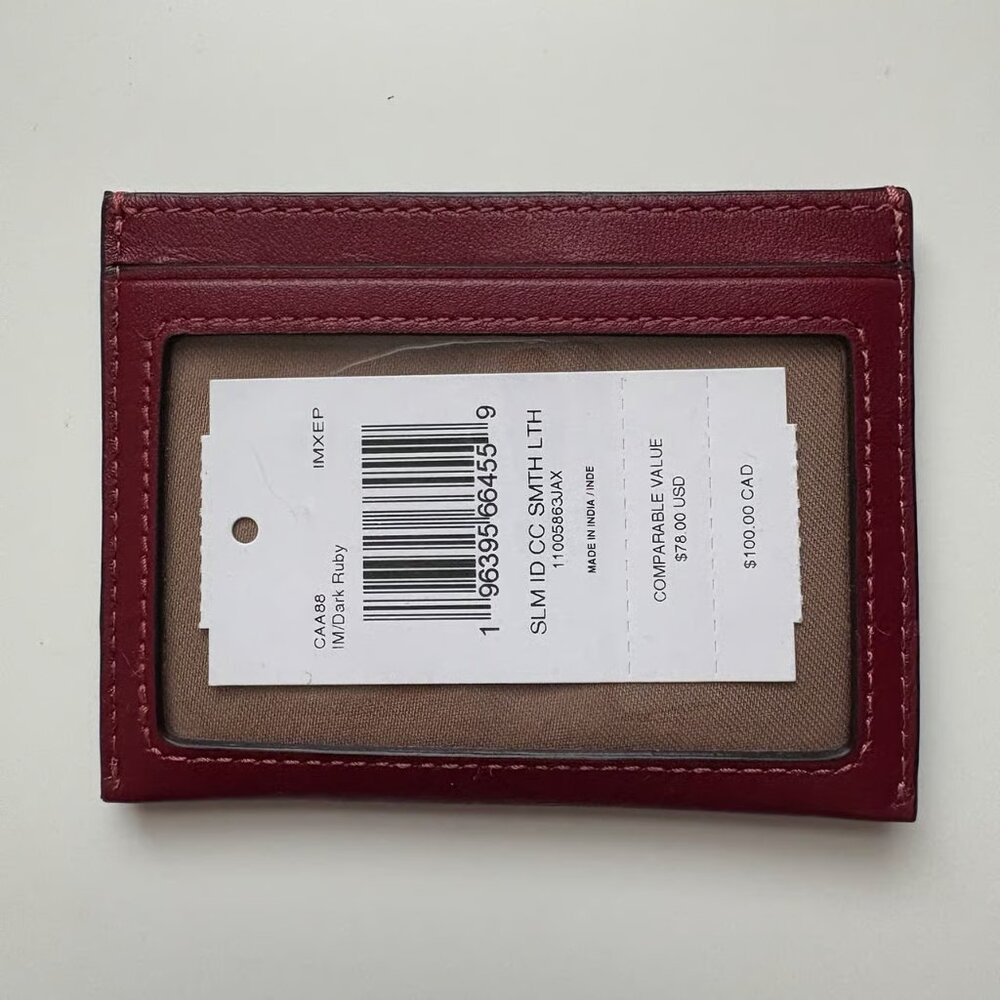 Coach Slim ID Card Holder Dark Ruby - Picture 3 of 4
